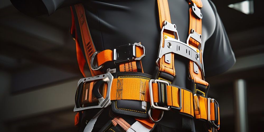 Modelo de equipamento utilizado para trabalho em altura, como previsto na NR 35